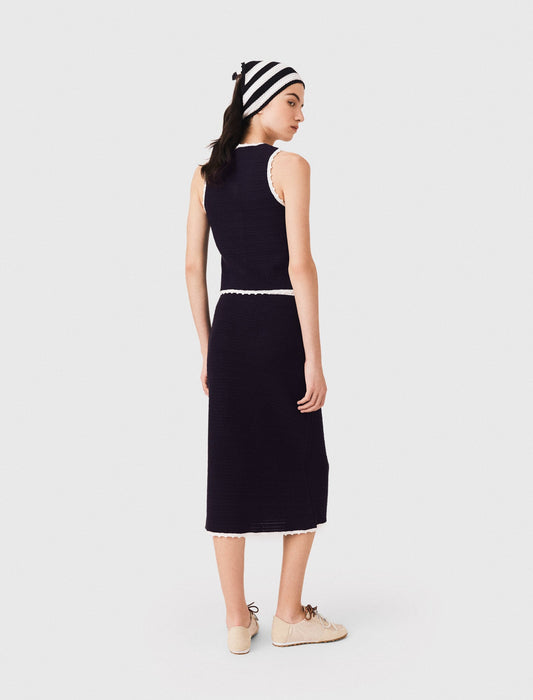 Midi skirt with crochet trim Navy