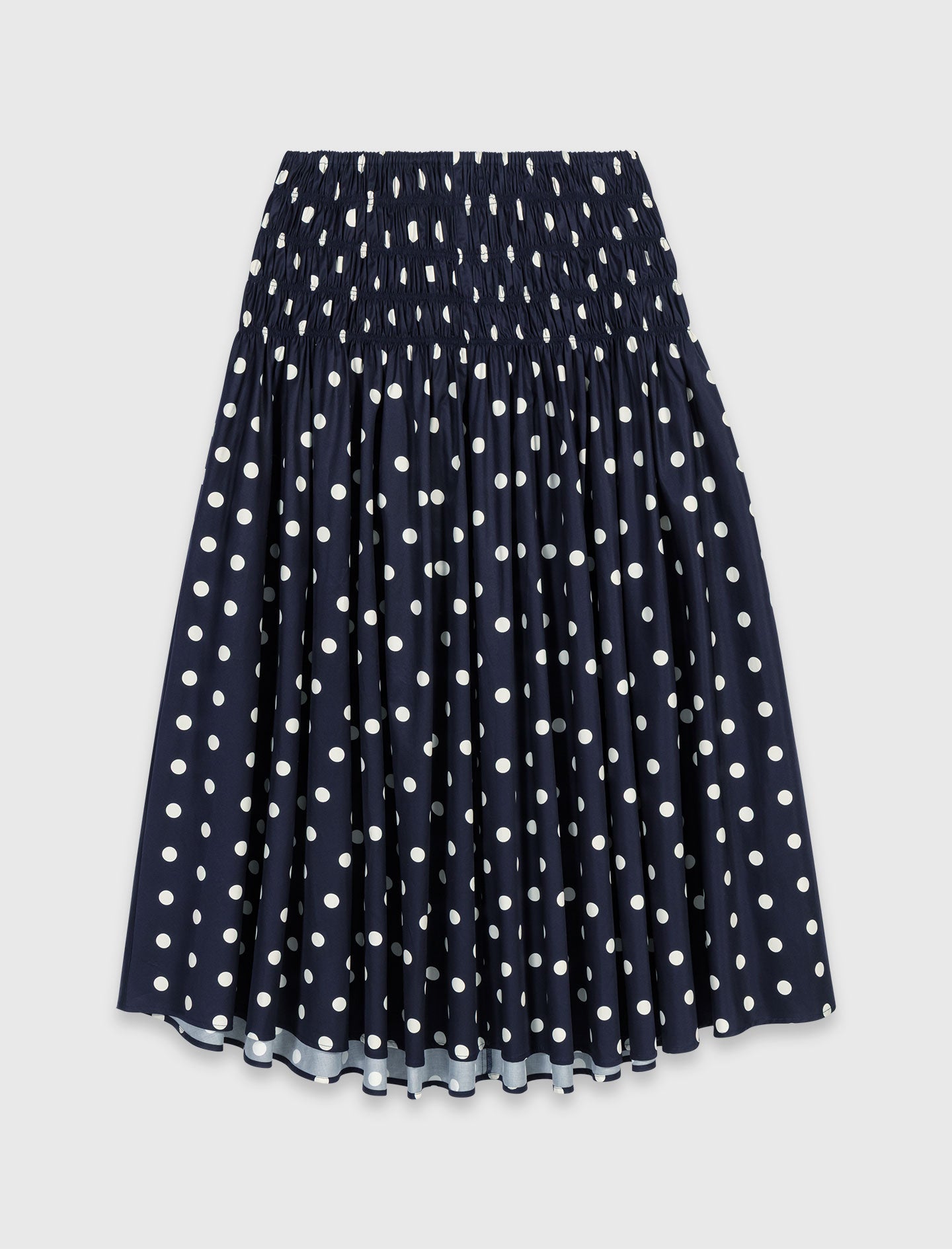 Long cotton skirt Navy Dots Print