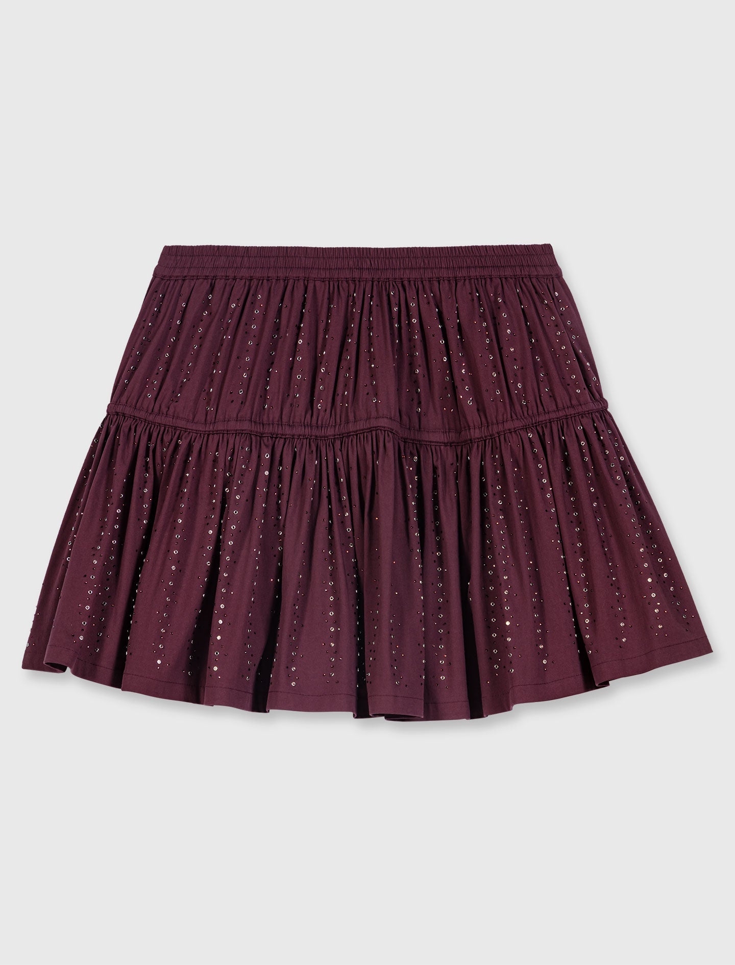 Short rhinestone cotton skirt Burgundy