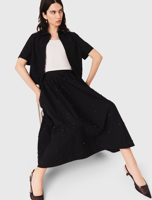 Long beaded and rhinestone skirt Black