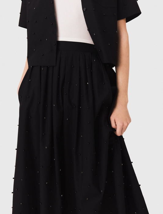 Long beaded and rhinestone skirt Black