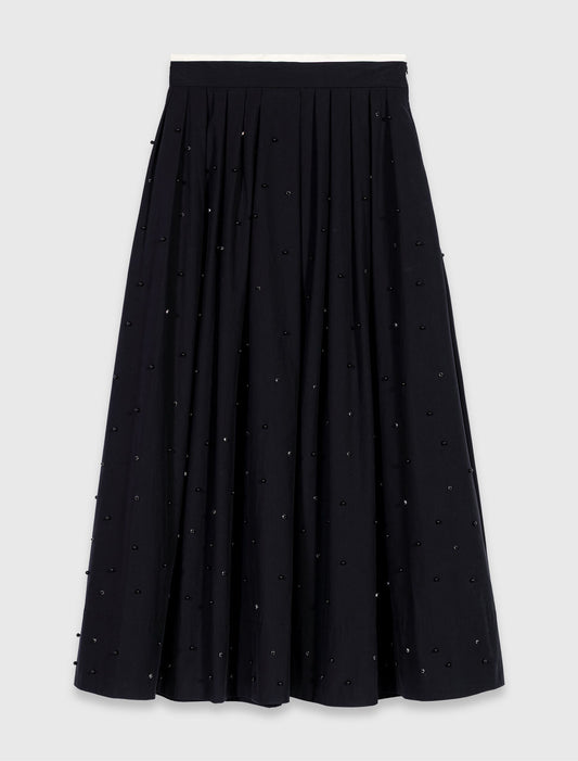 Long beaded and rhinestone skirt Black