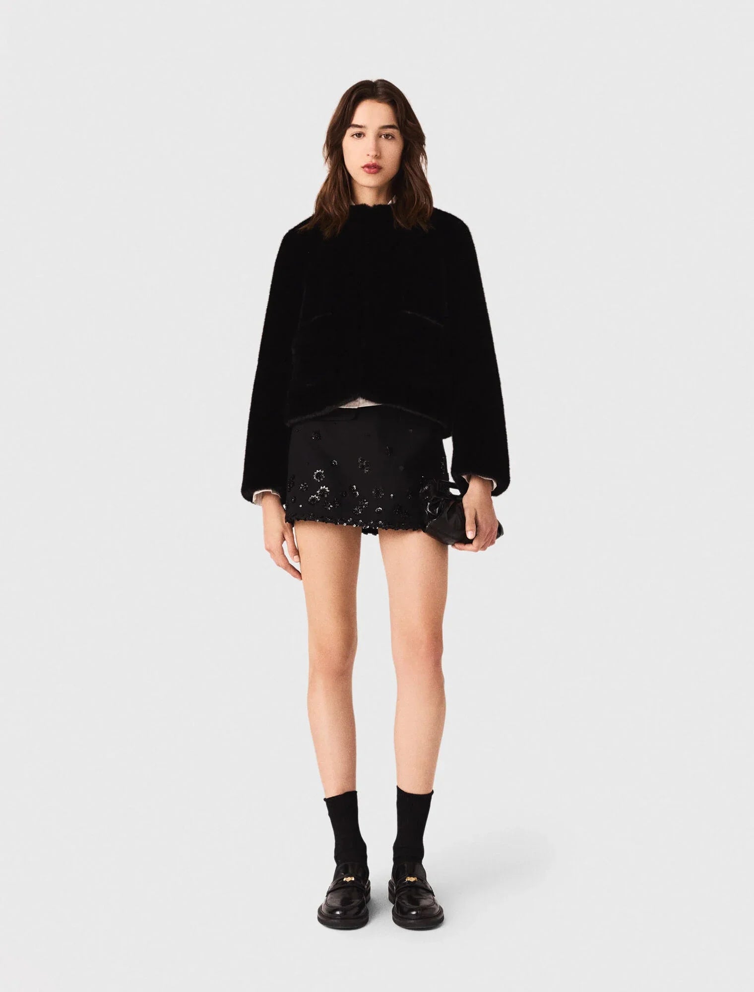 Short faux fur coat Black