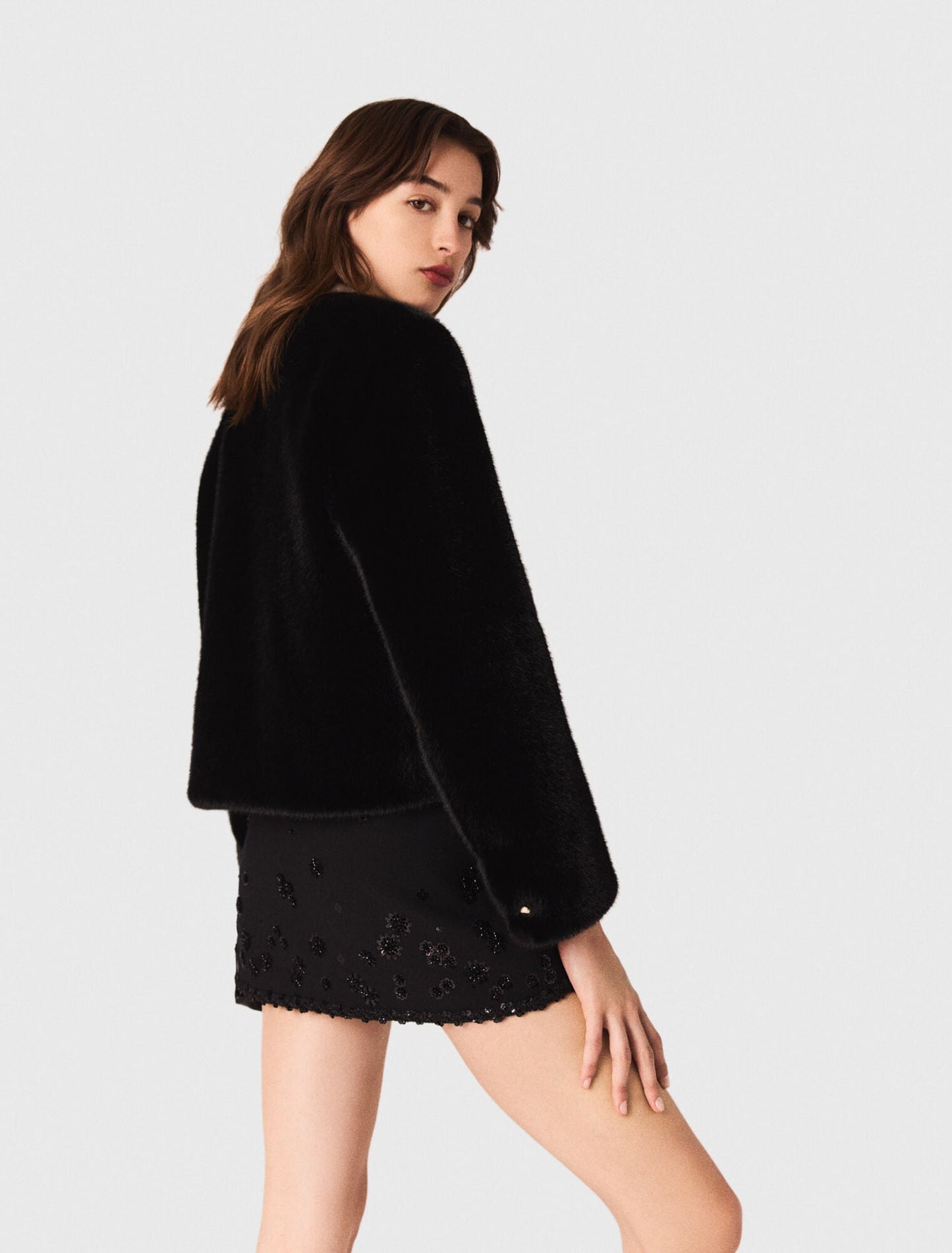 Short faux fur coat Black