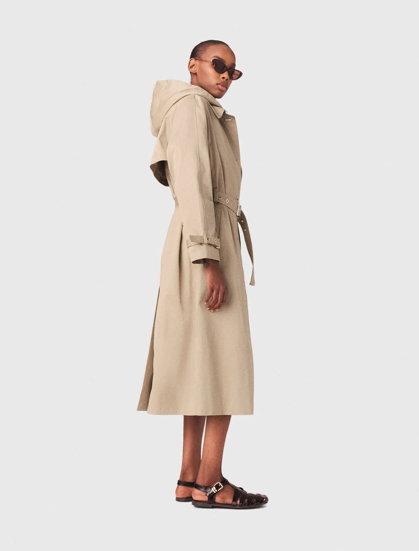 Trench With Removable Hood Camel