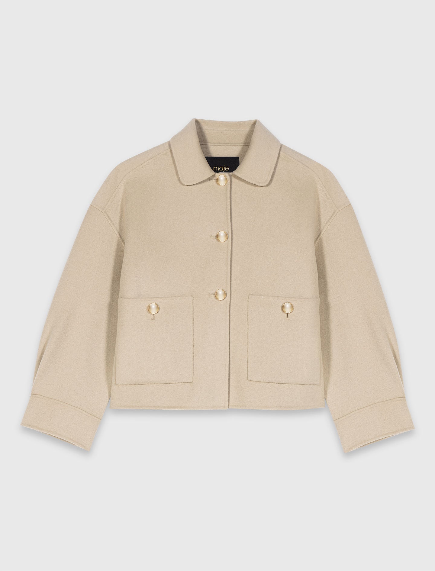 Short pleated-back wool jacket