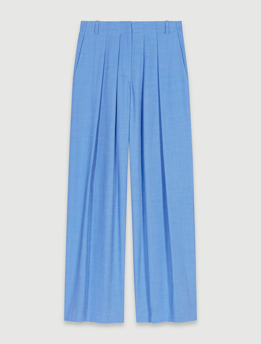 Blue  -Wide-leg suit trousers with pleats