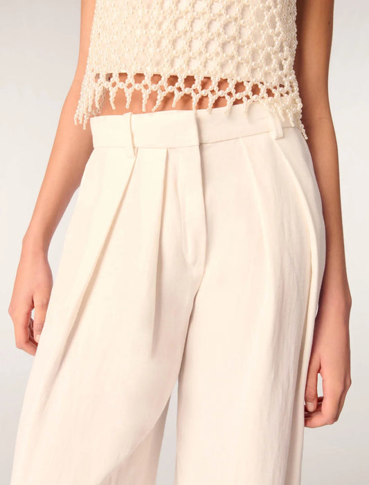 Ecru-Wide-Leg Suit Trousers