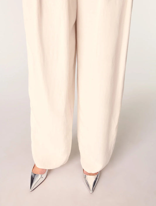 Ecru-Wide-Leg Suit Trousers