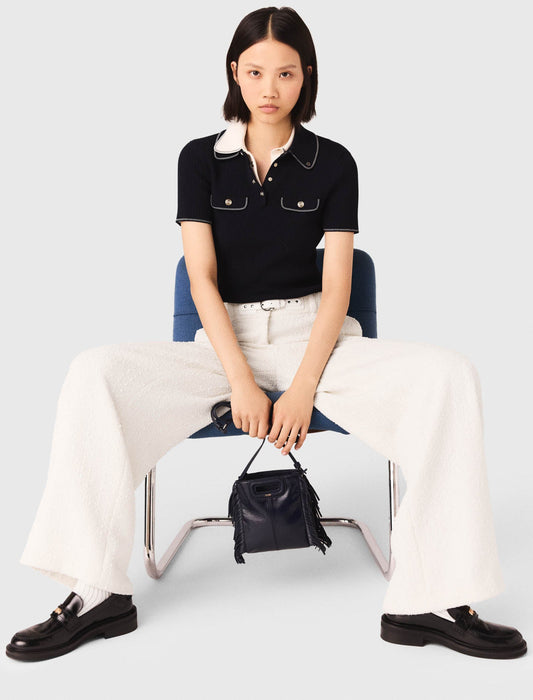 Wide-leg tweed trousers