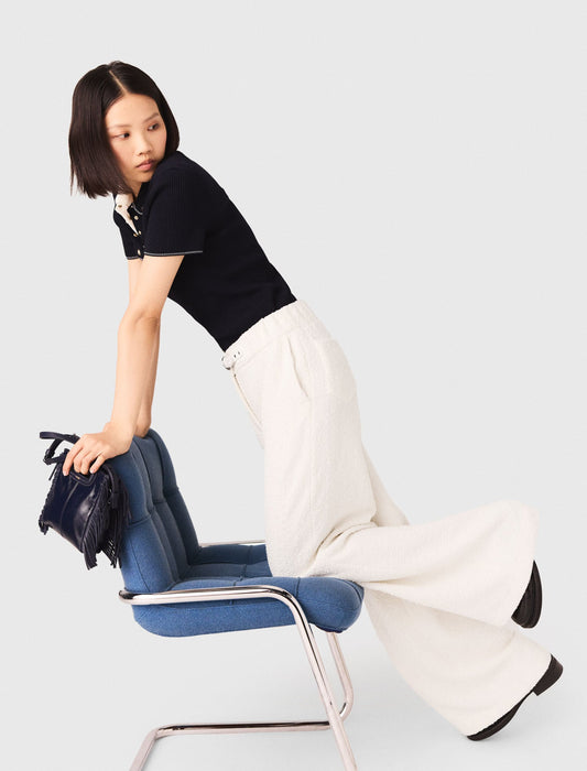 Wide-leg tweed trousers