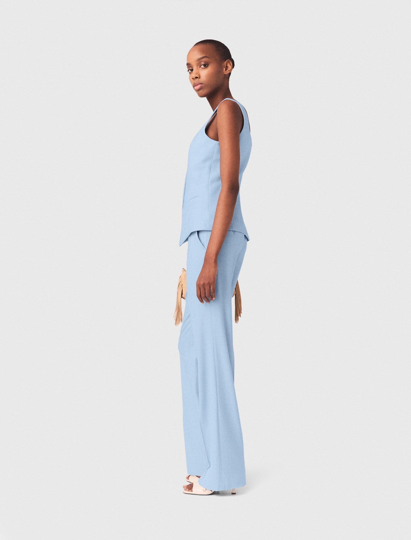 Suit Trousers With Pleats Blue Sky