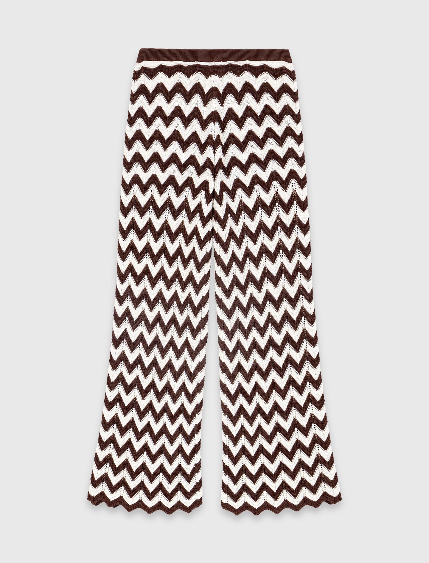 Zigzag Crochet Trousers Brown/White