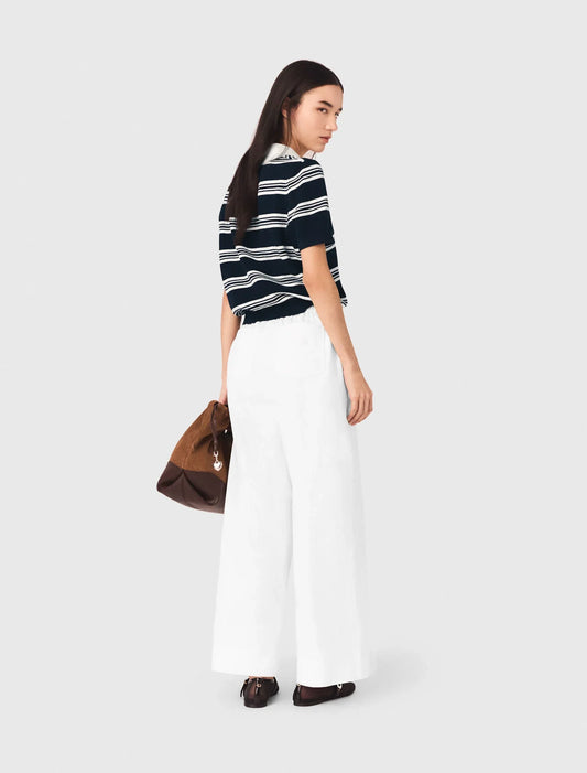Wide-Leg Cotton Trousers White