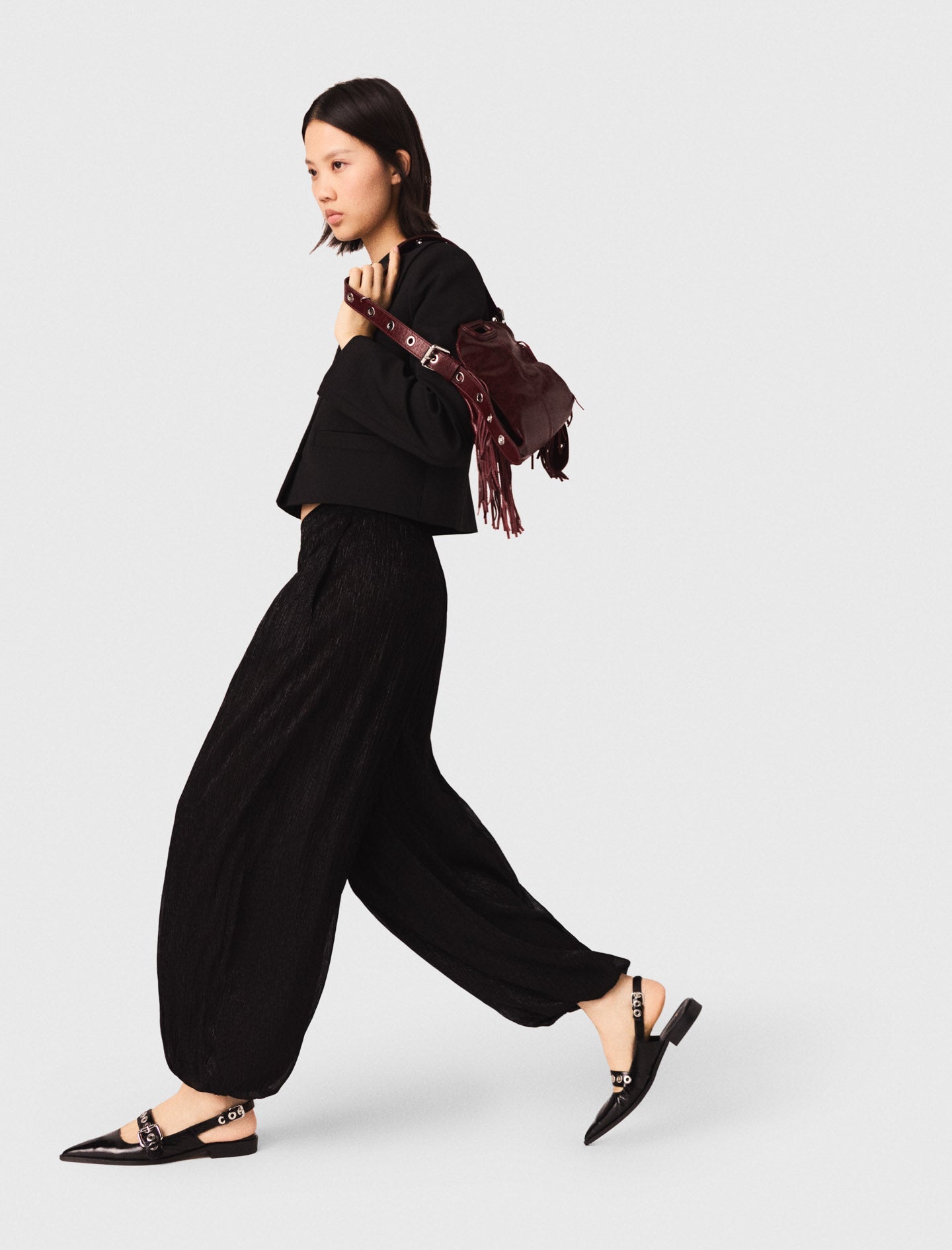 Metallic Harem Trousers Black