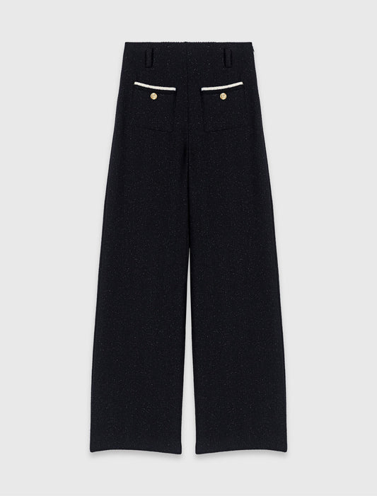 Lurex tweed trousers Black