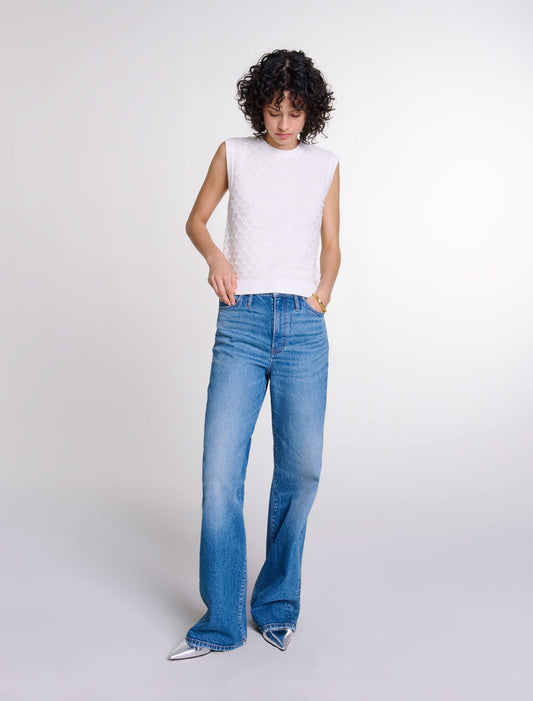 Ecru-featured-Sleeveless knit jumper