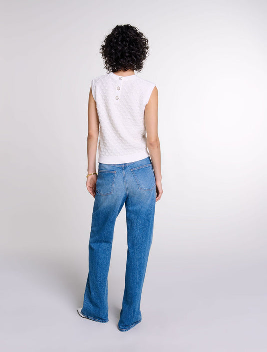 Ecru-Sleeveless knit jumper