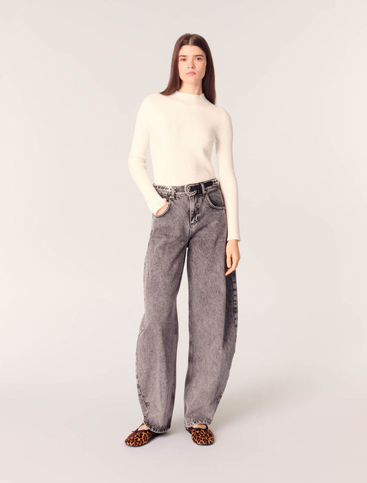 Ecru-featured-Rib knit jumper