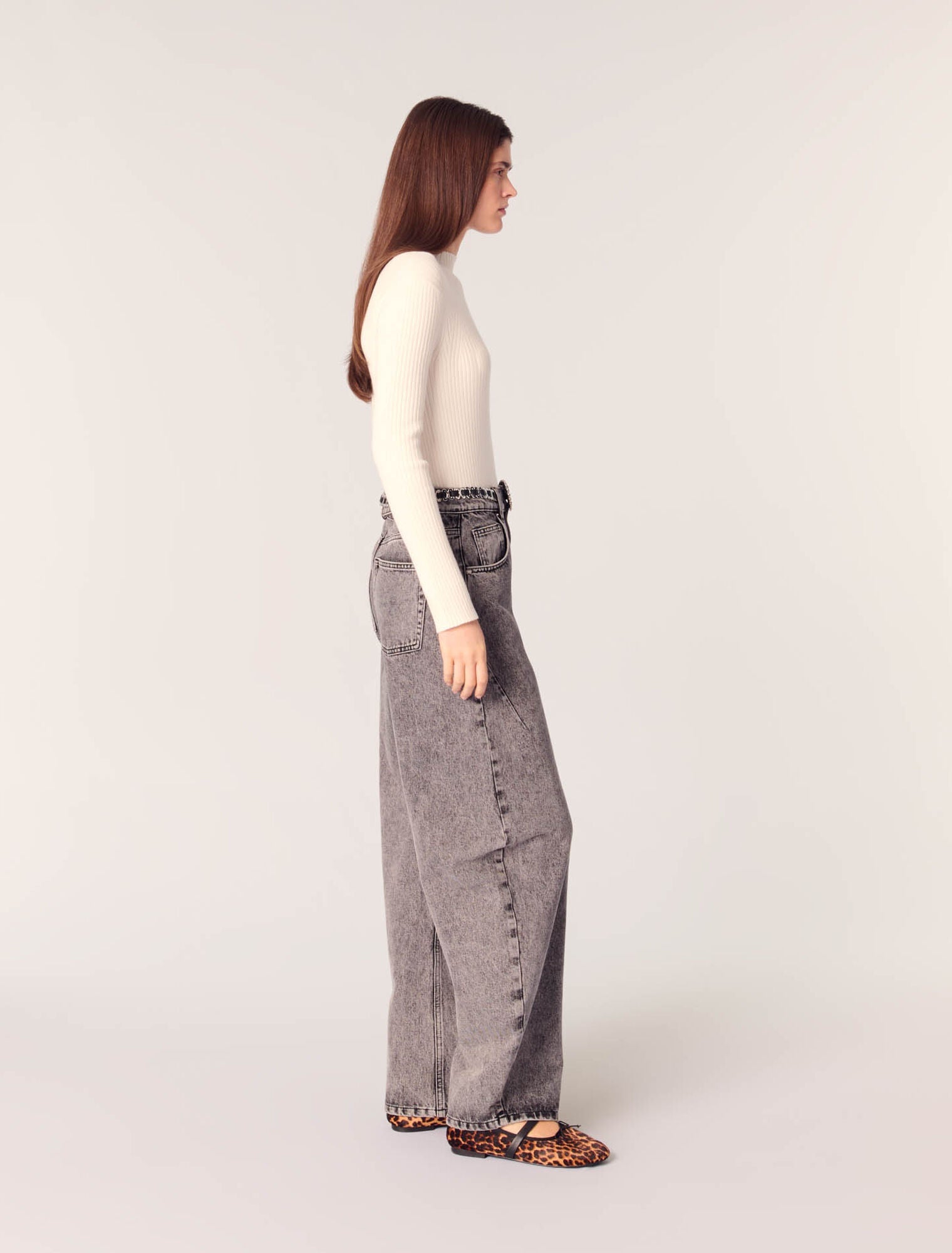 Ecru-Rib knit jumper