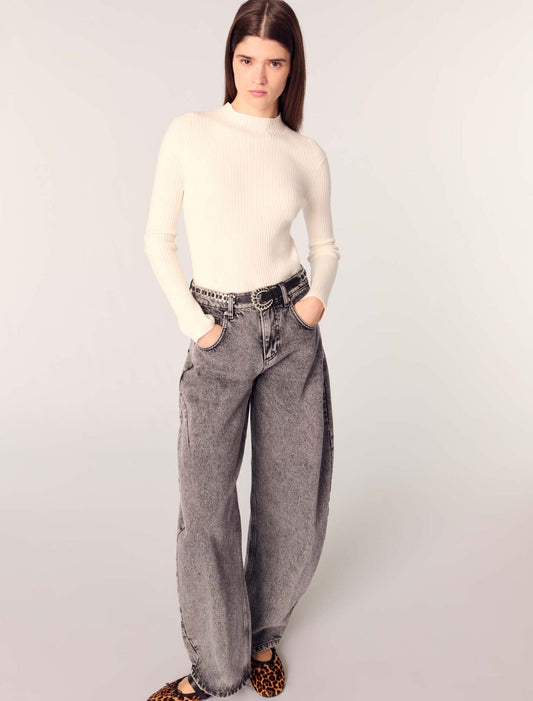 Ecru-Rib knit jumper
