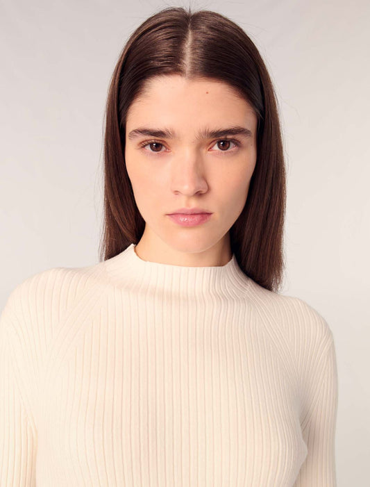 Ecru-Rib knit jumper