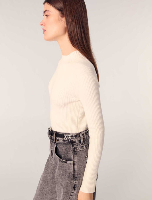 Ecru-Rib knit jumper
