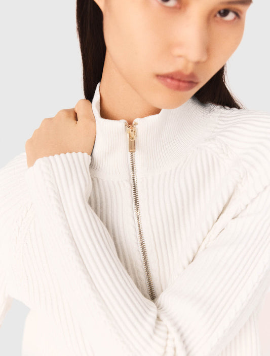 High-neck jumper Ecru