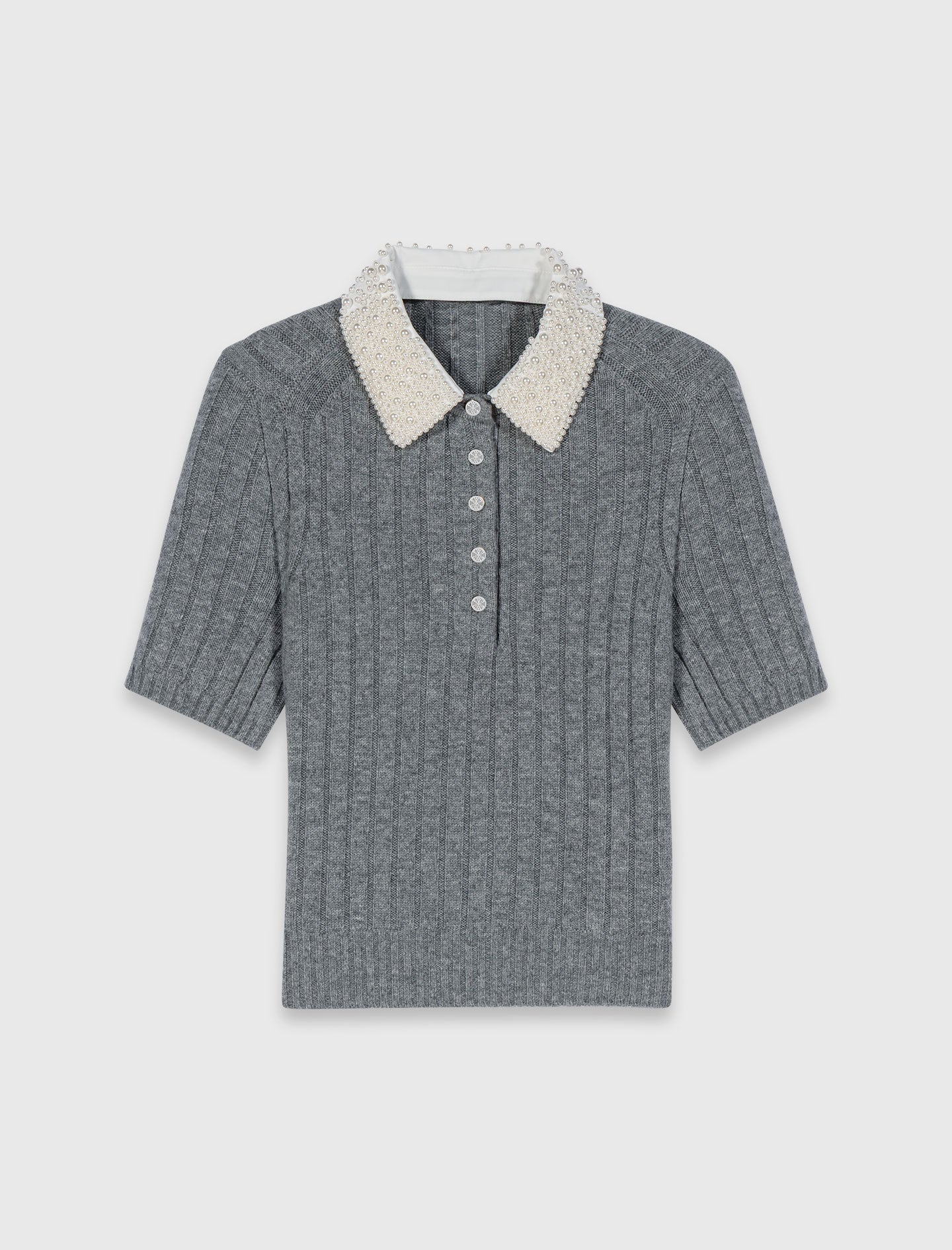 Removable Beaded Collar Jumper Grey