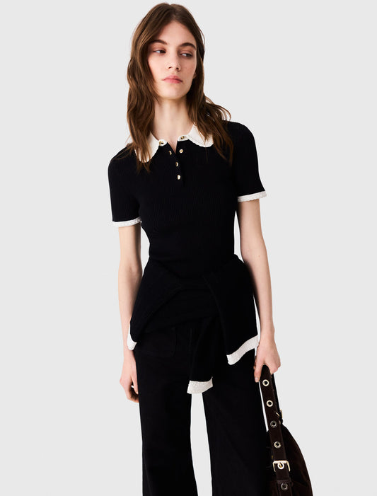 Short-sleeved polo shirt Black