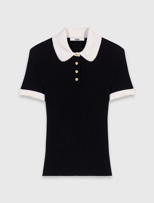 Short-sleeved polo shirt Black