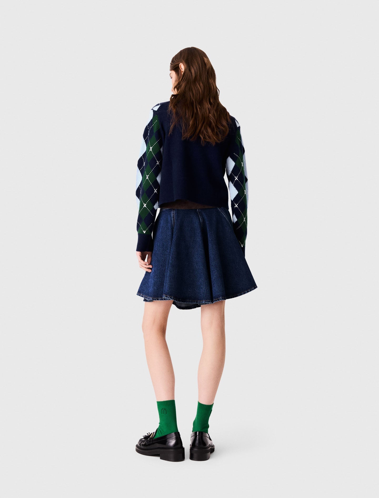 Argyle jumper with rhinestones Navy/Green