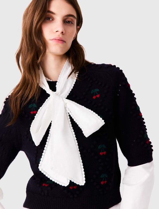 Jumper with embroidered cherries Navy