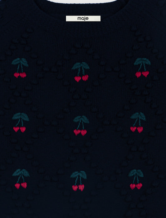 Jumper with embroidered cherries Navy