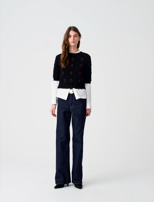 Jumper with embroidered cherries Navy