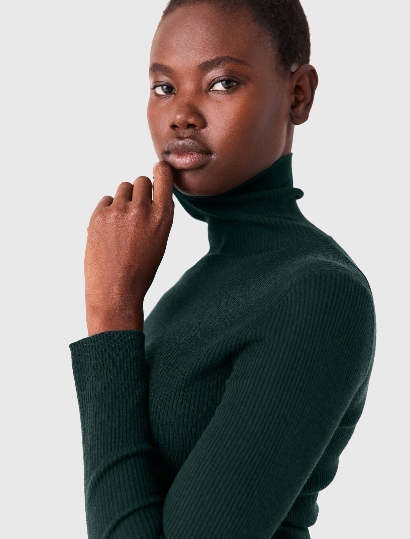 Second-skin high-neck jumper Bottle Green