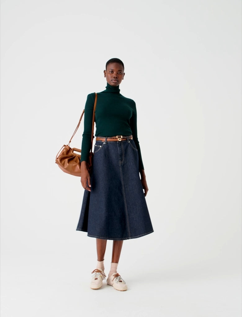 Second-skin high-neck jumper Bottle Green