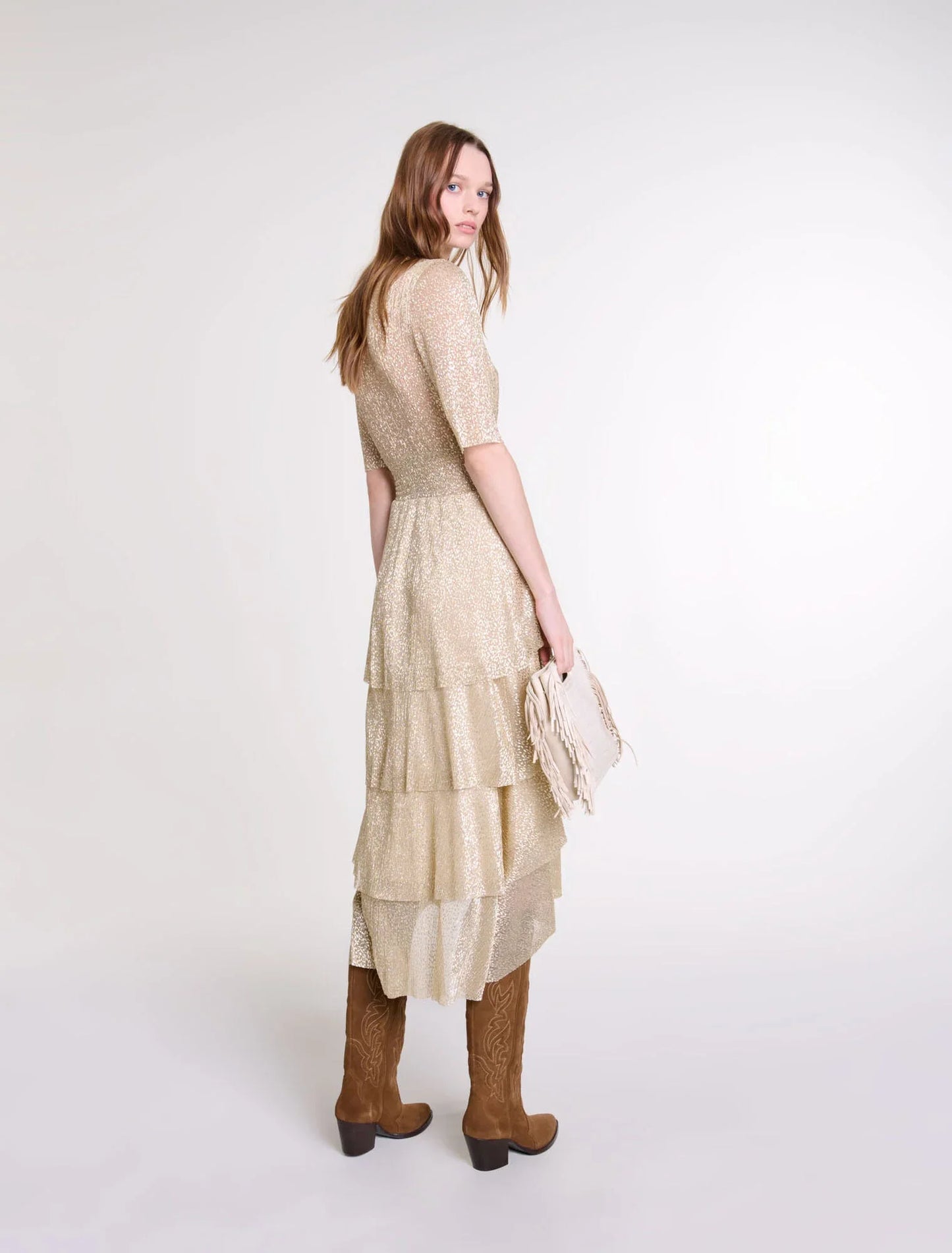 Shimmer dress with ruffles