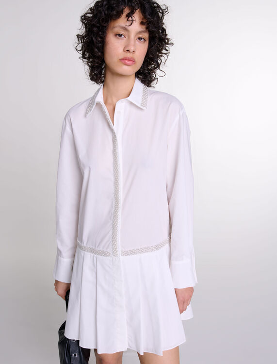 White   Beaded shirt dress