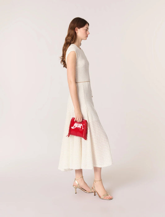 White-Crochet-knit maxi dress