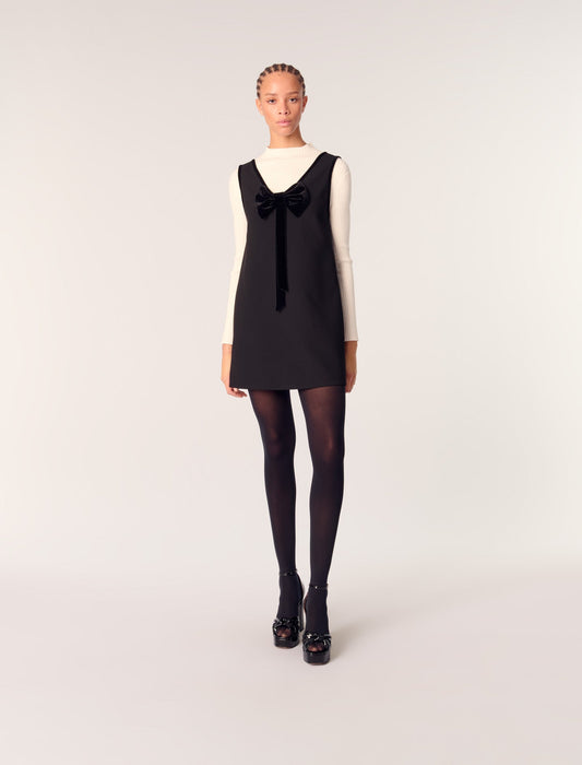 Black featured Bow-Embellished Mini Dress