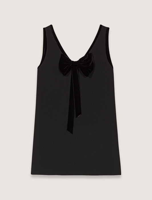 Black Bow-Embellished Mini Dress