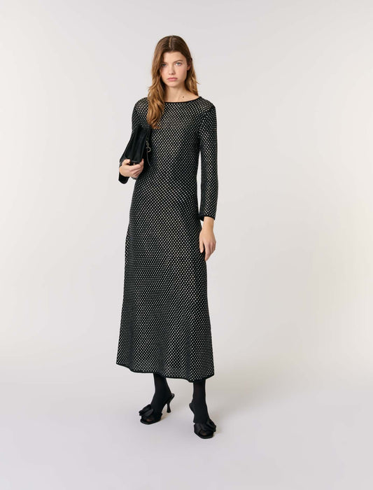 Black featured Rhinestone Maxi Dress