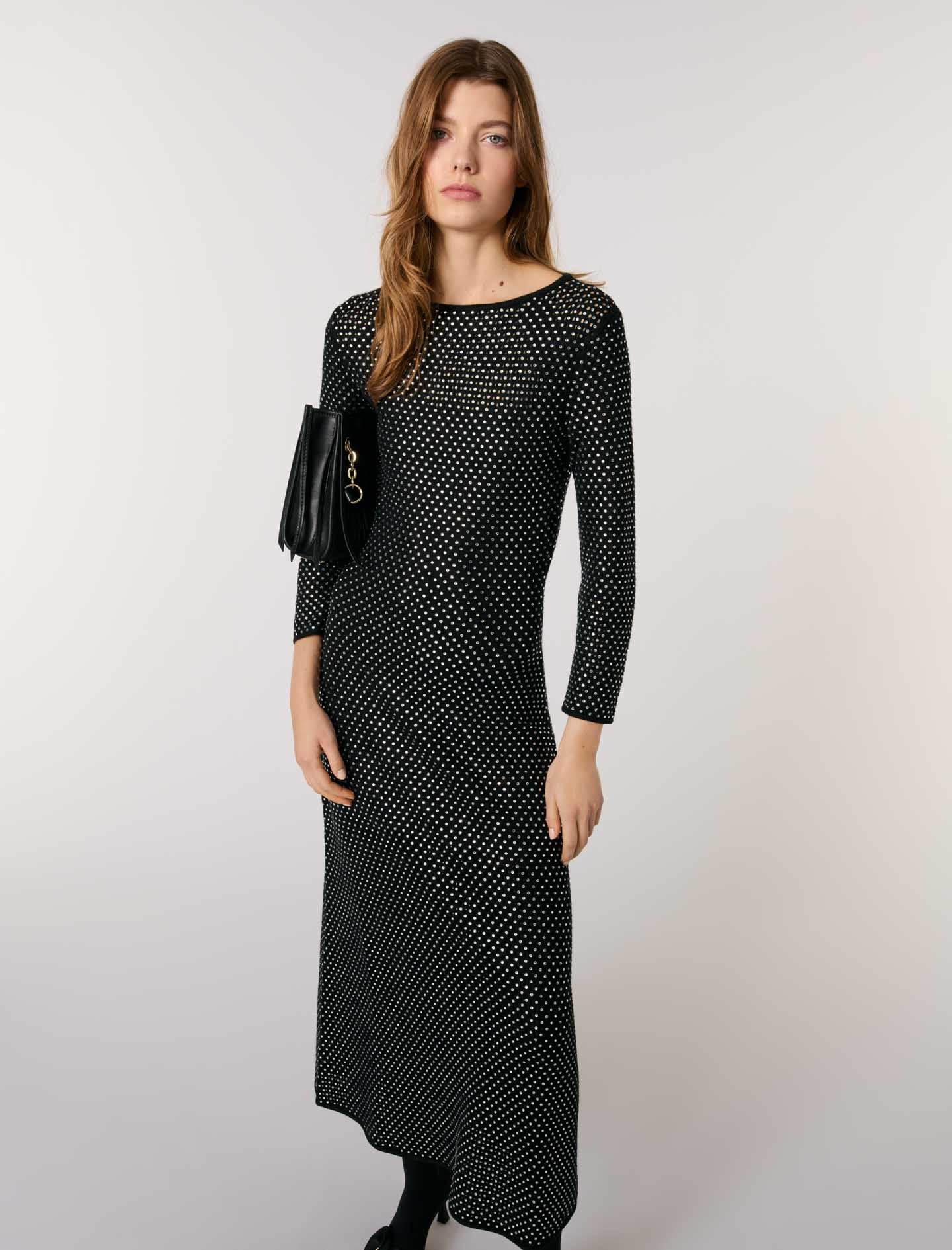Black Rhinestone Maxi Dress