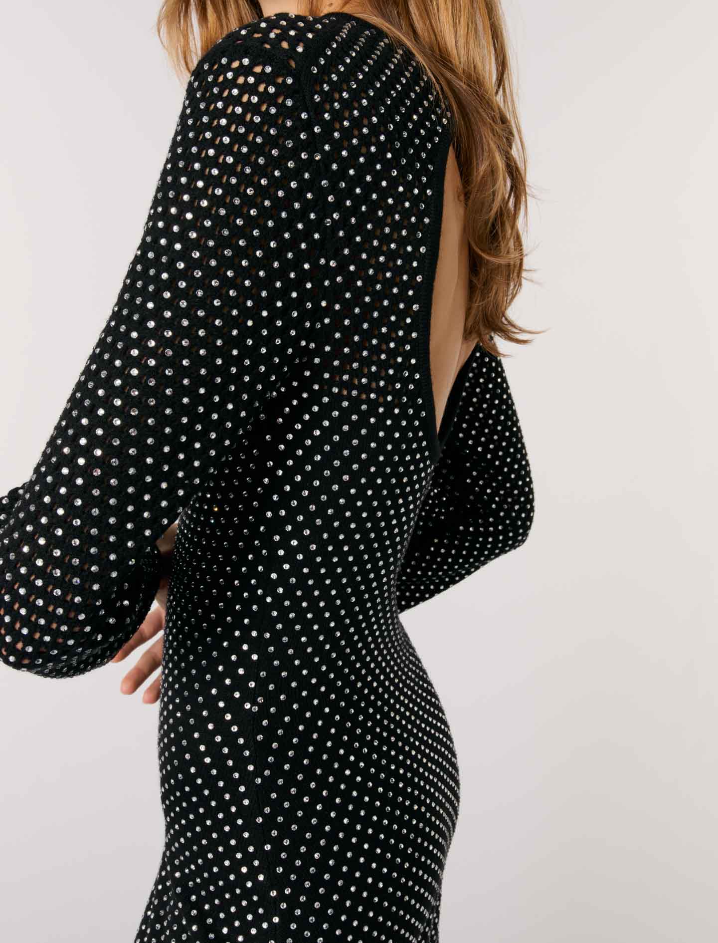 Black Rhinestone Maxi Dress