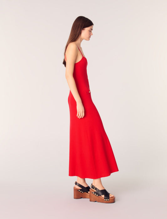 Red-Strap Knit Dress