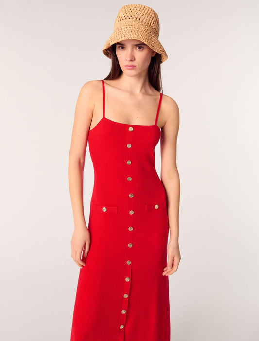 Red-Strap Knit Dress