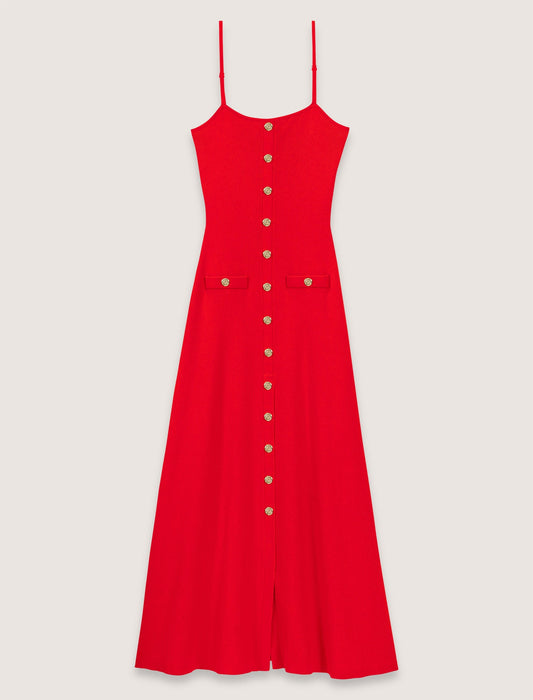 Red-Strap Knit Dress