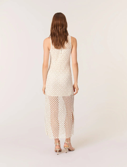 White-Crochet-Knit Maxi Dress