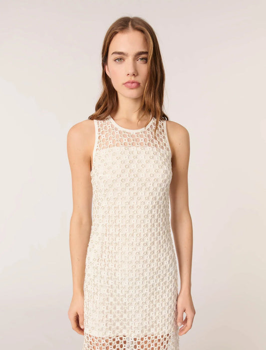 White-Crochet-Knit Maxi Dress
